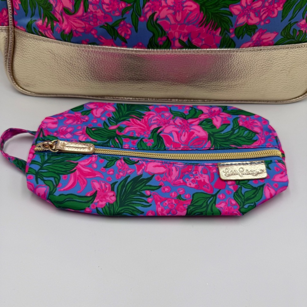 Lilly Pulitzer Women's Art Tote Bag Cerise Pink Safari Sunset Floral Print Set - Picture 2 of 11